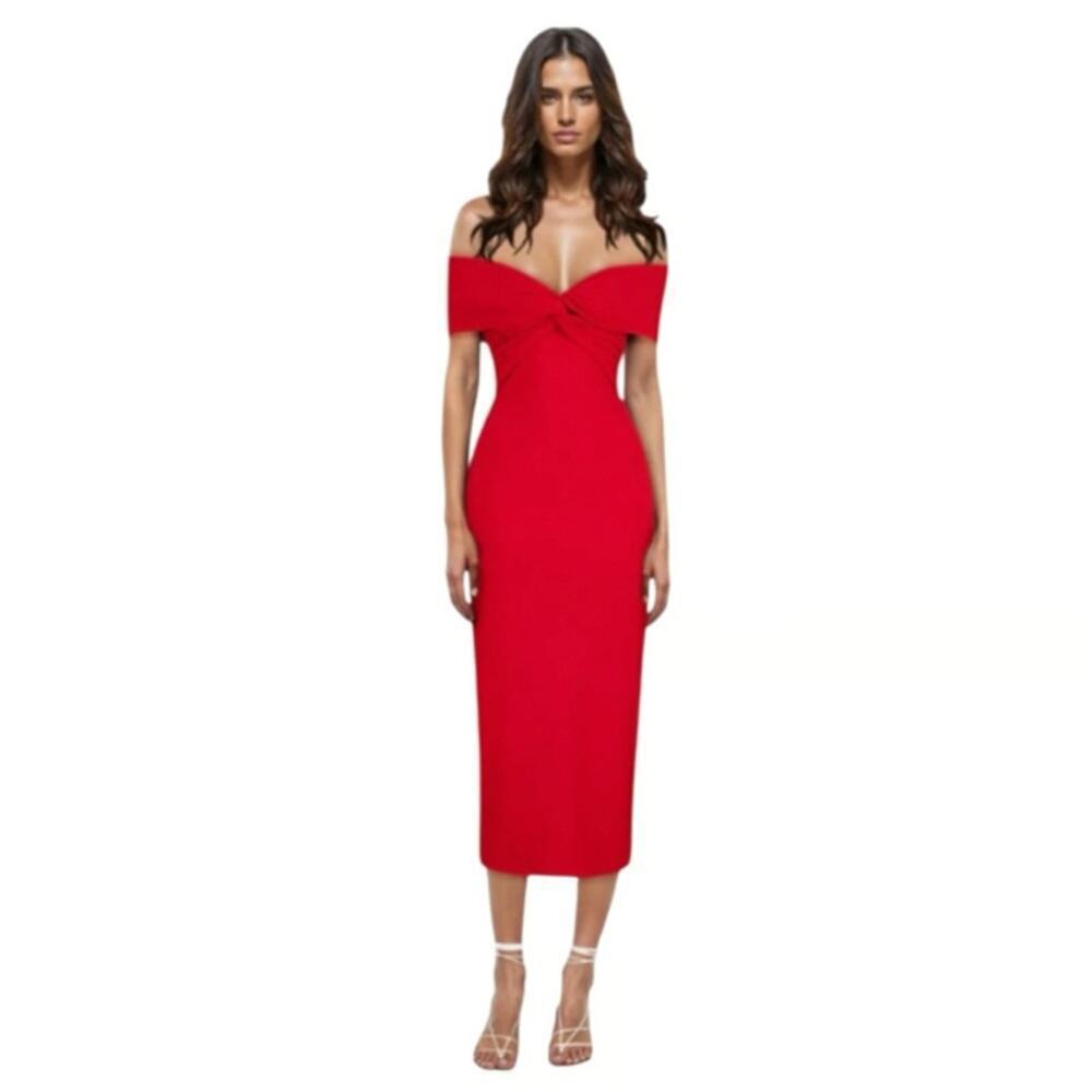 NEW Atori REVOLVE Date Cocktail Red Lili Dress Size 2 Off Shoulder Flattering - Picture 12 of 14